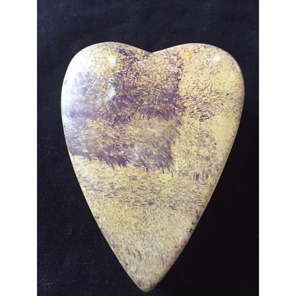 Vintage Heart Shaped Hand Carved‎ Soapstone Trinket/Jewelry Box-Valentines Gift